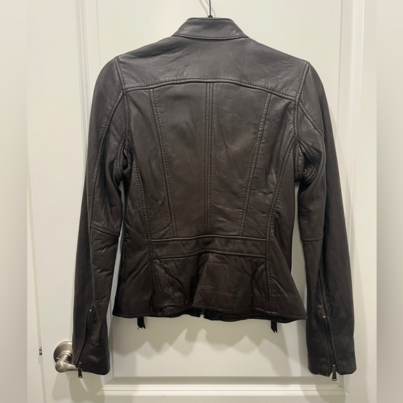 Michael by Michael Kors brown leather moto jacket XS - Picture 2 of 5